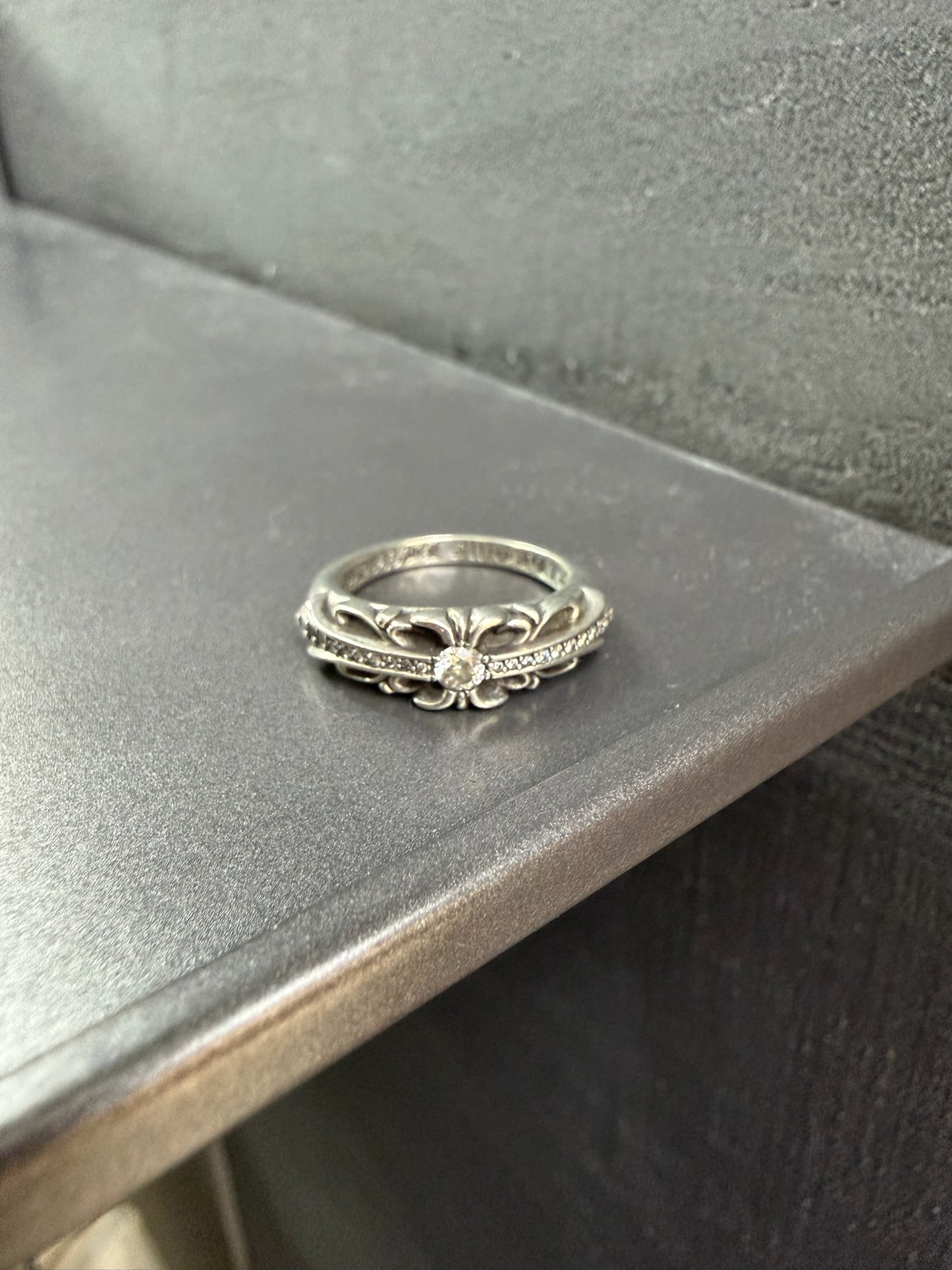Chrome Hearts Baby Classic Floral Cross Ring with Diamonds