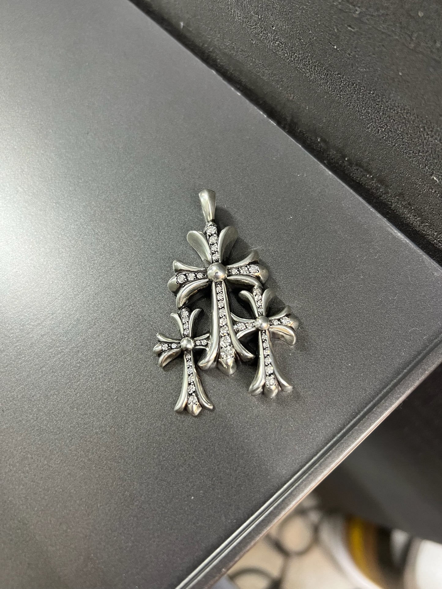 Chrome Hearts Triple Cross Pendant with Diamonds