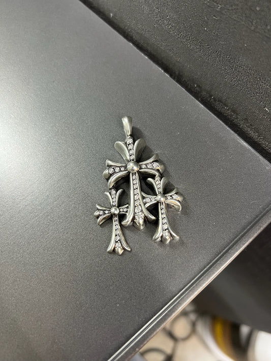 Chrome Hearts Triple Cross Pendant with Diamonds