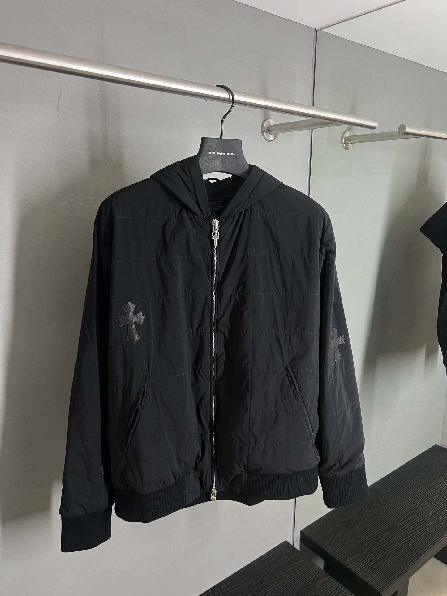 Chrome Hearts Cross Patch Nylon Zip-Up Jacket