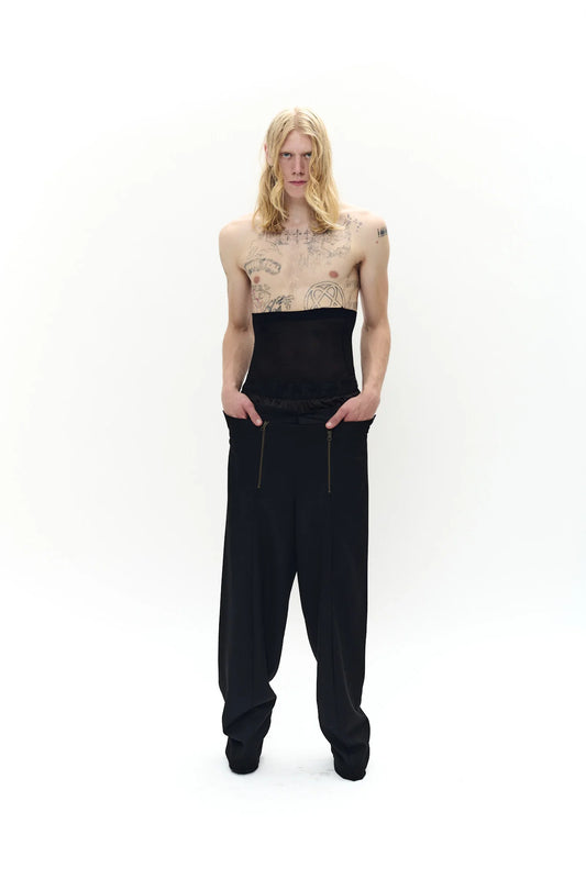 P.L.N.OVERSIZE SUIT PANTS- BLACK
