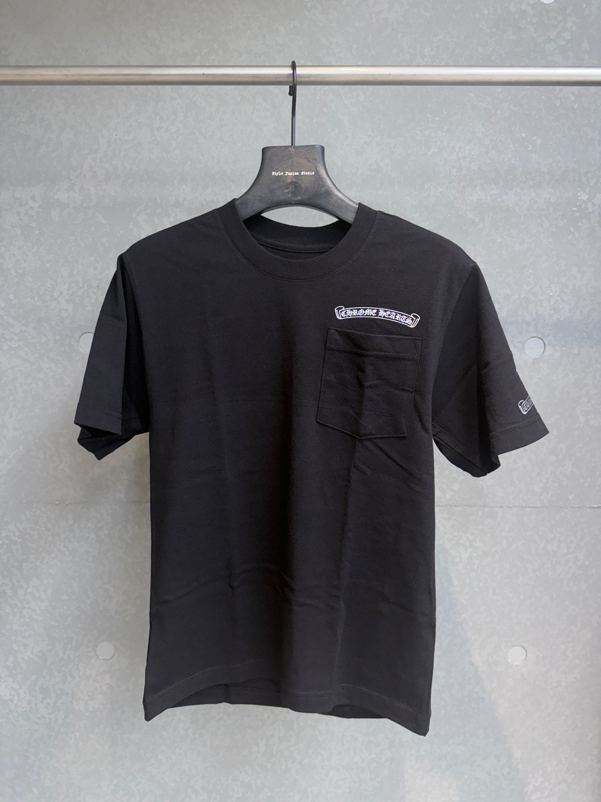 Chrome Hearts Silver Scroll Logo Pocket T-Shirt